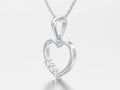 3D illustration white gold or silver diamond heart necklace on c Royalty Free Stock Photo