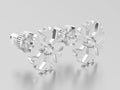 3D illustration white gold or silver diamond snowflake stud earrings Royalty Free Stock Photo