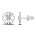 3D illustration white gold or silver diamond snowflake stud earrings with shadow Royalty Free Stock Photo