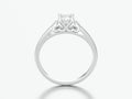 3D illustration white gold or silver solitaire wedding diamond r