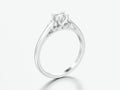 3D illustration white gold or silver solitaire wedding diamond r