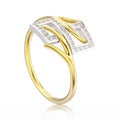 3D illustration white gold or silver with yellow gold engagement Royalty Free Stock Photo