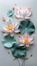 3D Illustration Of White Lotus Flower. Buddhist Vesak Greeting Card. Spa And Wellness. AI Generated