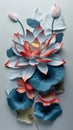 3D Illustration Of White Lotus Flower. Buddhist Vesak Greeting Card. Spa And Wellness. AI Generated