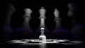 3D Illustration of a White pawn Surrounded by Intimidating Circle Pieces