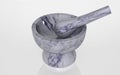 3D illustration of White porcelain mortar and pestle.