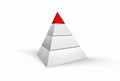 White pyramide on white background with red top