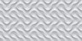 3D illustration white seamless pattern waves light and shadow. Wall decorative panel