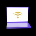 3D Illustration Of Wifi Connect Laptop Purple Icon Against Black