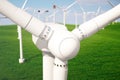 3d illustration, wind turbine with blue sky. Energy and electricity. Alternative energy, eco or green generators. Power Royalty Free Stock Photo