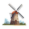 2D illustration of a windmill isolated on a white background.