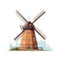 2D illustration of a windmill isolated on a white background.