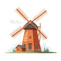 2D illustration of a windmill isolated on a white background.