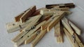 Wooden Clothes Line Pegs Extreme Close Up Royalty Free Stock Photo