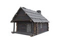 3D illustration of a wooden log cabin isolated on a white background Royalty Free Stock Photo