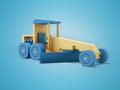 3d illustration of wooden toy grader perspective on blue background with shadow Royalty Free Stock Photo