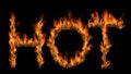 3D illustration of word hot text on fire with alpha layer Royalty Free Stock Photo