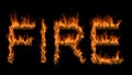 3D illustration of word fire text on fire with alpha layer Royalty Free Stock Photo