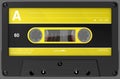 Yellow and black audio cassette with sticker and label