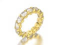 3D illustration yellow gold diamond eternity ring Royalty Free Stock Photo