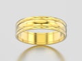 3D illustration yellow gold matching couples wedding ring bands Royalty Free Stock Photo