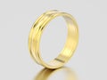 3D illustration yellow gold matching couples wedding ring bands Royalty Free Stock Photo