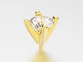 3D illustration yellow gold peg head diamond setting