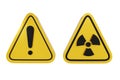3d illustration of yellow icon exclamation mark symbol and radioactive, nuclear, contaminant, radiation, chemical, biological,