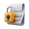 Secure document protection with a yellow padlock and rolled paper icon Royalty Free Stock Photo