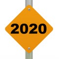 3d yellow road sign 2020 Royalty Free Stock Photo