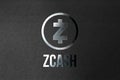 3D illustration Zcash coin cryptocurrency and modern banking concept