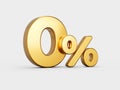 3d illustration of 0% or zero percent icon on gray background with shadow. Royalty Free Stock Photo