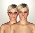 3d illustrations of female figures showing aging concept