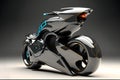 3D illustrative design of futuristic concept motorcycle prototype. High performance engine.