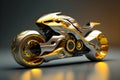 3D illustrative design of futuristic concept motorcycle prototype. High performance engine.