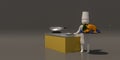 3d illustrator group of career chef symbols on a gray background, 3d rendering of the cooking. Includes a selection path