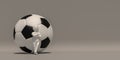3d illustrator group of career symbols on a gray background, 3d rendering of the playing football. Includes a selection path