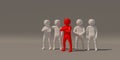 3d illustrator group of people symbols on gray background, 3d rendering of the playing football. Includes selection path