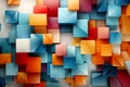 3d ilustration of abstract background with cubes in blue and orange colors Royalty Free Stock Photo