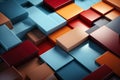 3d ilustration of abstract background with cubes in blue and orange colors Royalty Free Stock Photo