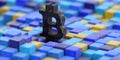 Abstract color cube block with Bitcoin sign Royalty Free Stock Photo