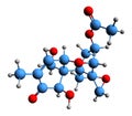3D image of 3-Acetyldeoxynivalenol skeletal formula Royalty Free Stock Photo
