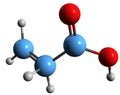 3D image of Acrylic acid skeletal formula