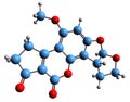 3D image of aflatoxin B2 skeletal formula