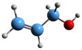 3D image of Allyl alcohol skeletal formula