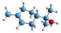 3D image of alpha-terpineol skeletal formula Royalty Free Stock Photo