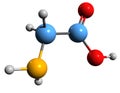 3D image of Aminoethanoic acid skeletal formula