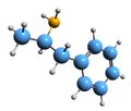 3D image of Amphetamine skeletal formula Royalty Free Stock Photo