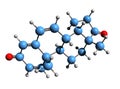 3D image of Androstatriene-3,17-dione skeletal formula Royalty Free Stock Photo