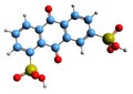 3D image of Anthraquinone disulfonic acid skeletal formula